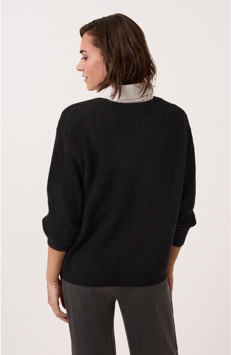Celtic & Co. Ribbed V-Neck Jumper, Alternate, color, Black