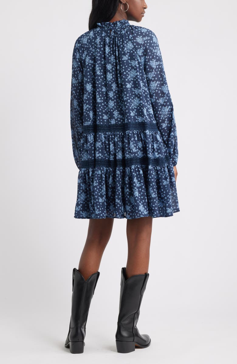 Treasure & Bond Floral Print Ruffle Long Sleeve Dress, Alternate, color, Navy- Blue Elisa Ditsy