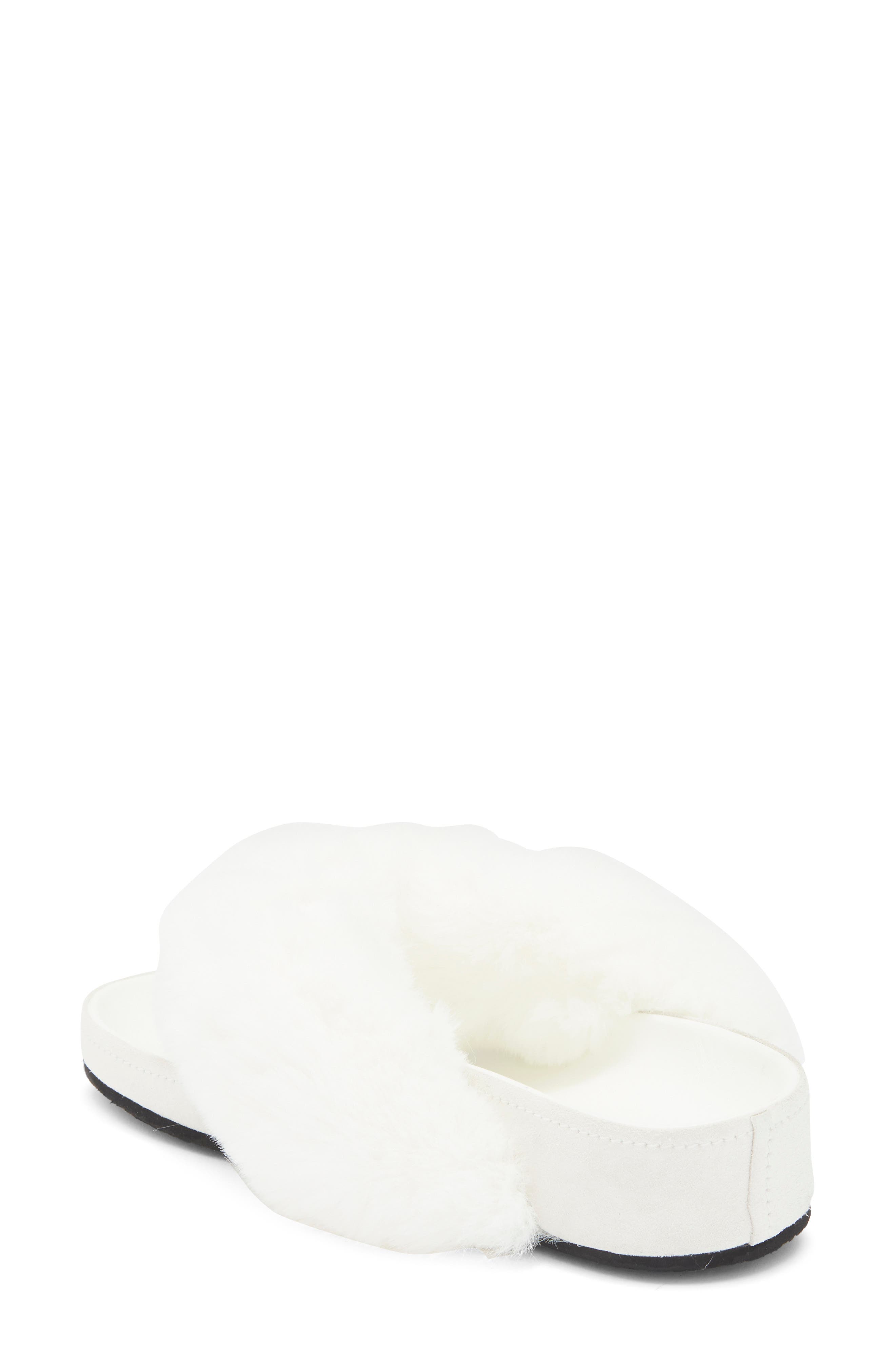 Delulu Faux Fur Flip Flop, Alternate, color, WHITE COMBO