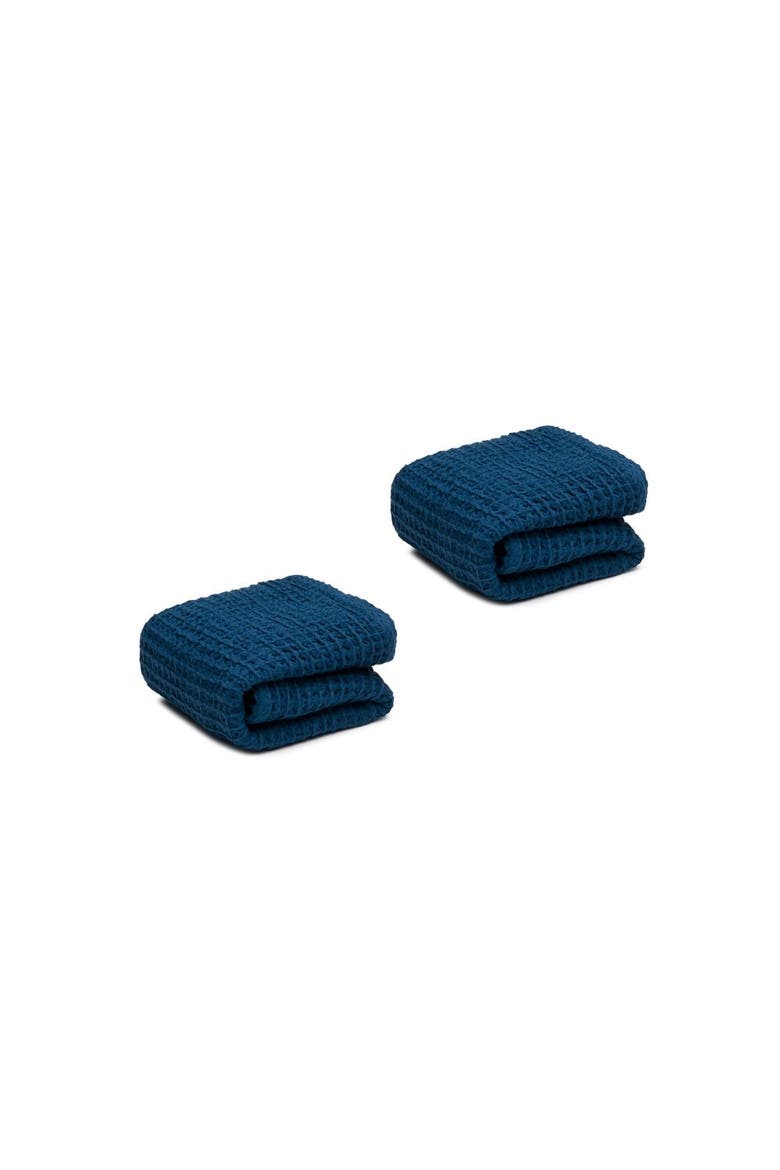 Waffle Turkish Cotton Hand Towels - Set of 2, Main, color, Navy
