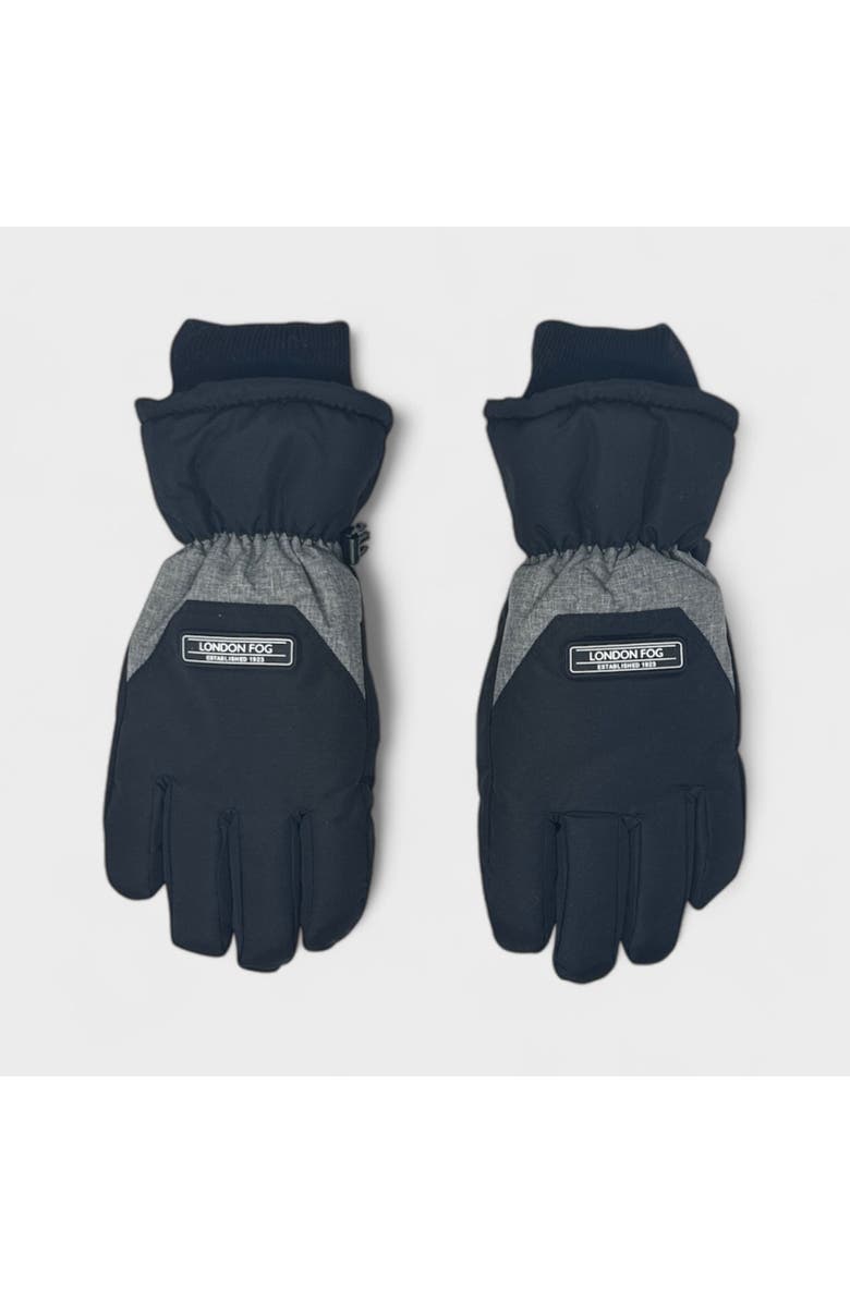London Fog Boy's Ski Gloves with Velcro Closure, Alternate, color, Black