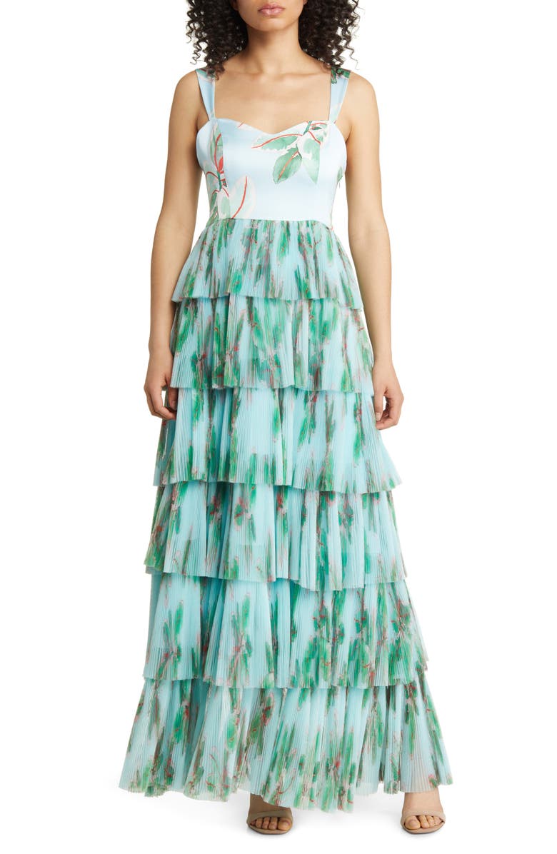 Hutch Mariah Floral Strapless Pleated Maxi Dress, Main, color, 