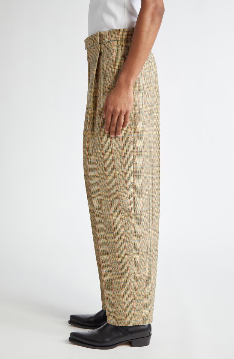 Bottega Veneta Distorted Prince of Wales Plaid Wool Blend Pants, Alternate, color, 1487 Beige/ Yellow/ Blue