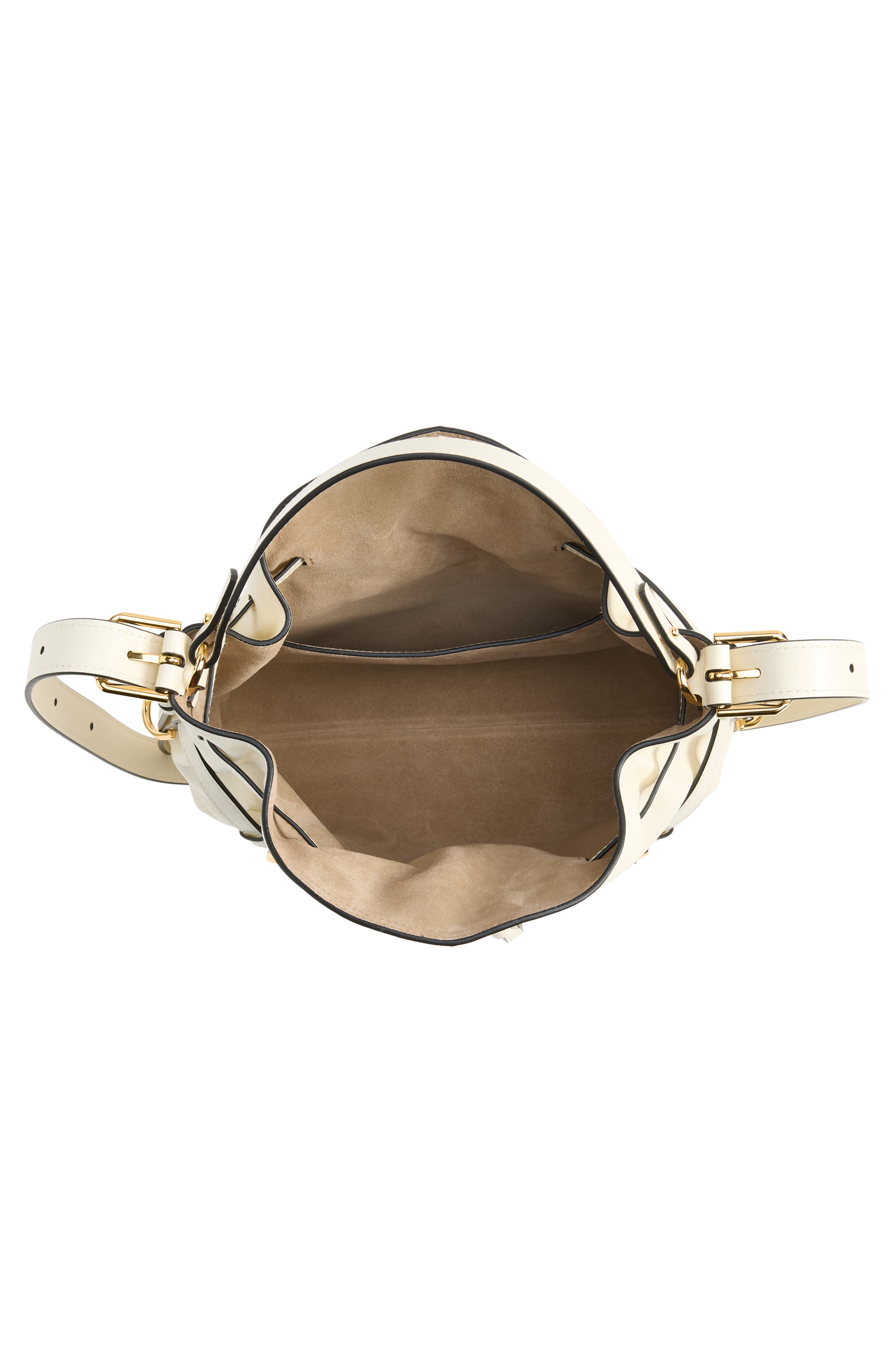Small Voyou Leather Bucket Bag, Alternate, color, IVORY