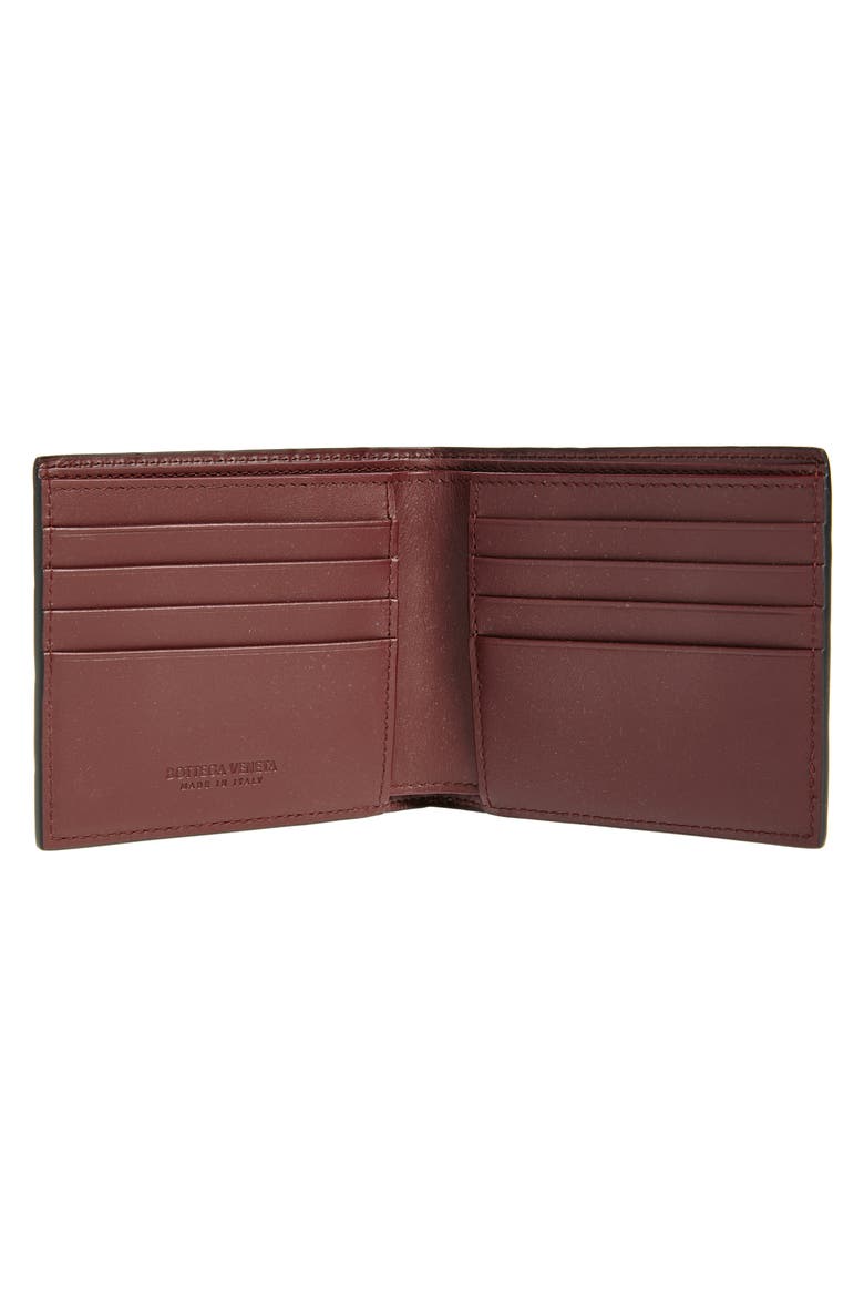 Intrecciato Calfskin Leather Bifold Wallet, Alternate, color, BLACK/ MAD.BRO/ SILVER