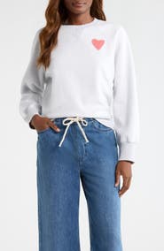 Marine Layer Cloud 9 Heart Appliqué Reversible Fleece Sweatshirt