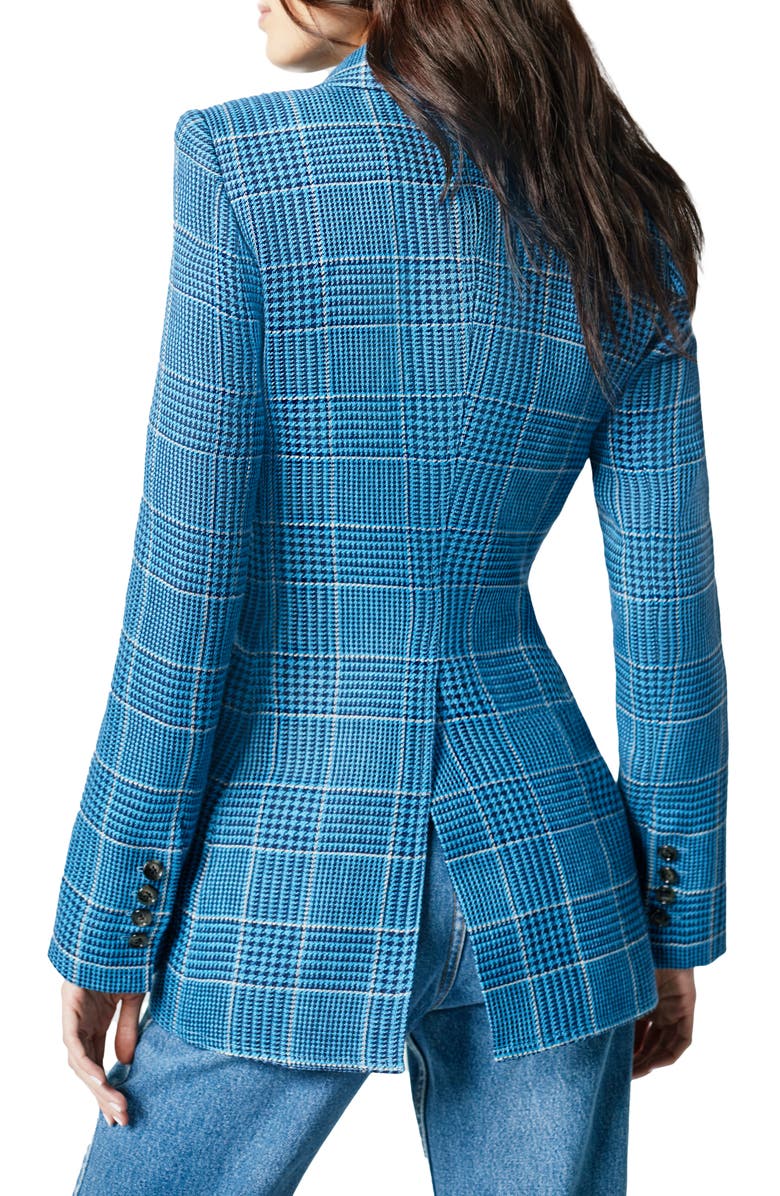 Smythe Plaid Fitted Linen Blazer, Alternate, color,