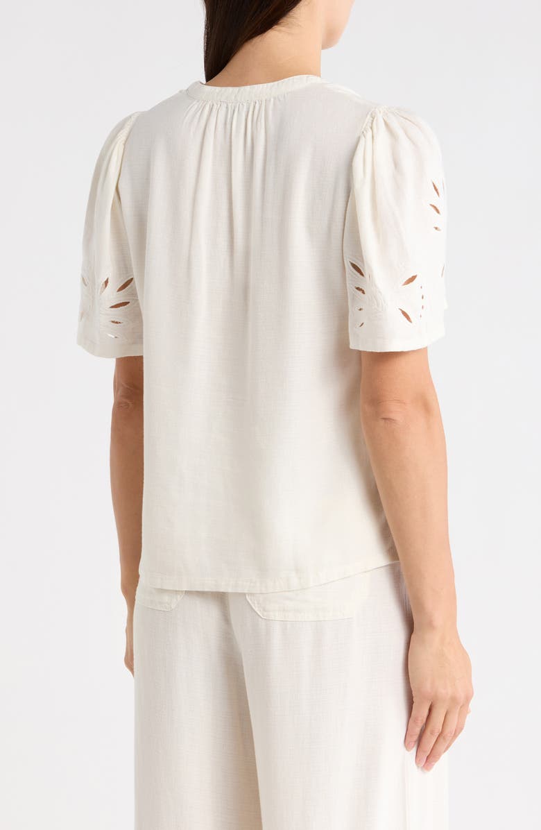 Splendid Cayden Embroidered Flutter Top, Alternate, color, Paper White