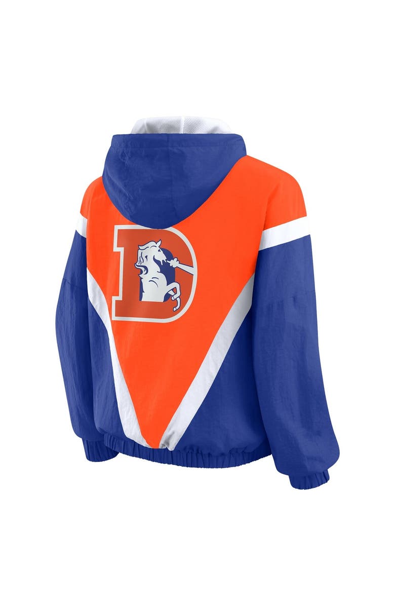 WEAR by Erin Andrews Women's WEAR by Erin Andrews Orange/Royal Denver Broncos Plus Size Retro Crinkle Full-Zip Windbreaker Jacket, Alternate, color, Orange