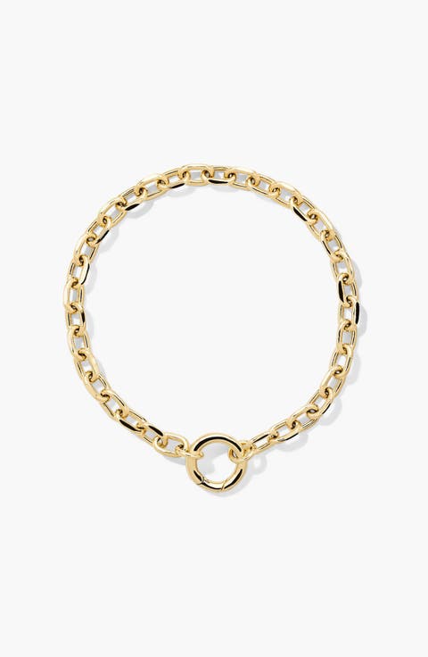 Square Oval Chain Charm Bracelet
