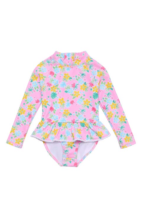 Buttercup Skirted UPF 50+ Long Sleeve One-Piece Swimsuit (Baby)