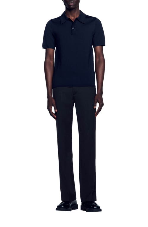 Sandro Short-sleeve Knitted Polo Shirt In Black