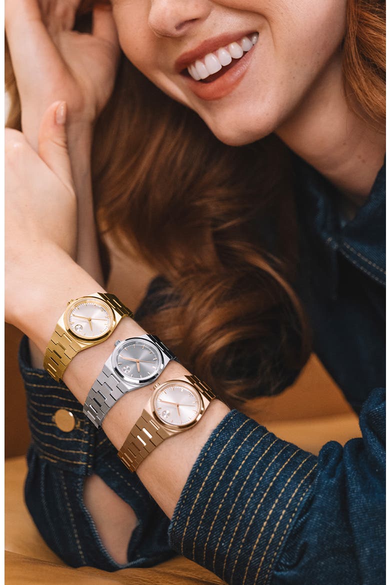 Mini Bold Quest Bracelet Watch, 28mm, Alternate, color, GOLD DIAL