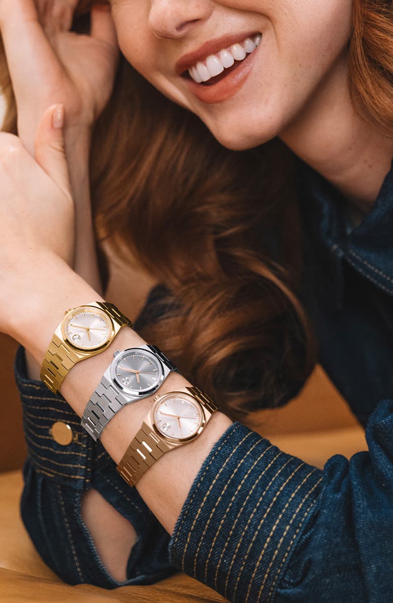 Movado Mini Bold Quest Bracelet Watch, 28mm, Alternate, color, Gold Dial