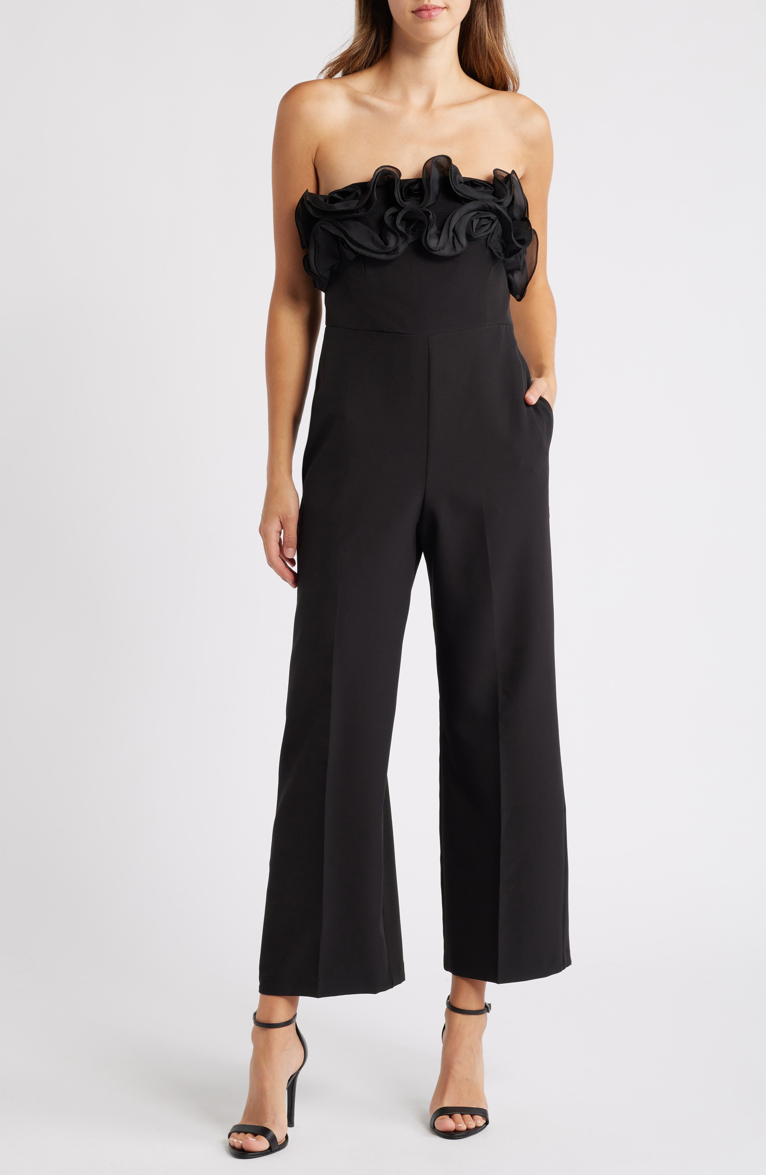 Sam Edelman Organza Trim Strapless Jumpsuit