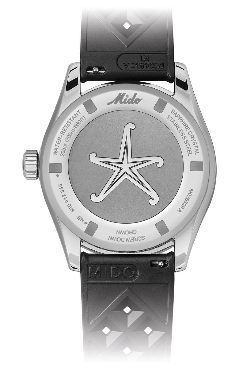 MIDO Ocean Star Decompression Worldtimer Bracelet Watch & Rubber Strap Gift Set, 40.5mm, Alternate, color, Black