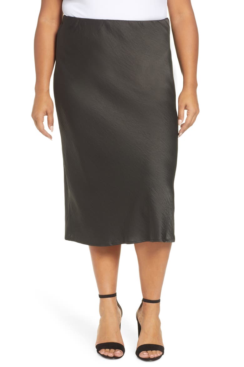Lyndon Satin Bias Skirt, Main, color, BLACK