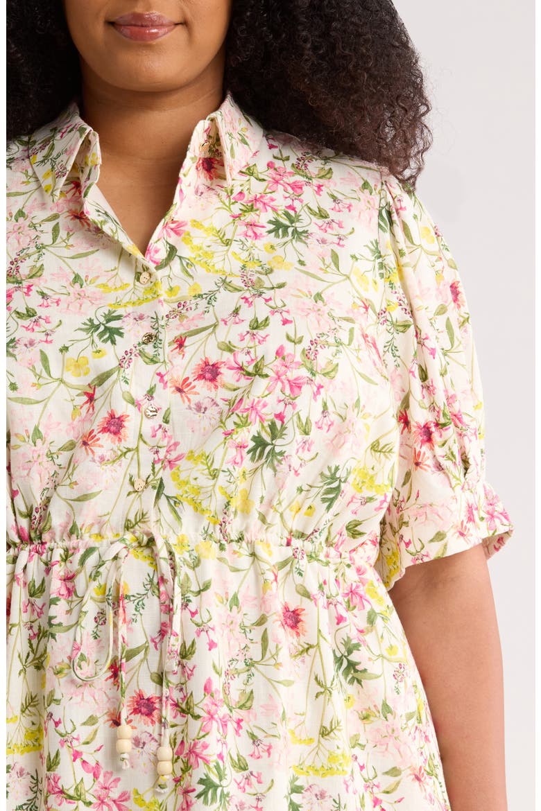 Floral Short Sleeve Shirtdress, Alternate, color, RASPBERRY SORBET