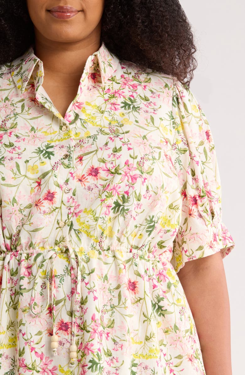 Vince Camuto Floral Short Sleeve Shirtdress, Alternate, color, Raspberry Sorbet