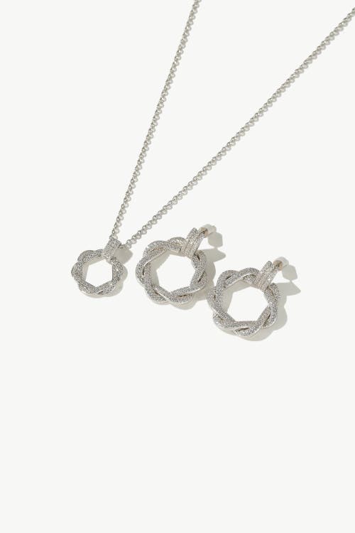 Classicharms Ysabel Pavé Eternity Twist Hoop Pendant Necklace In Metallic