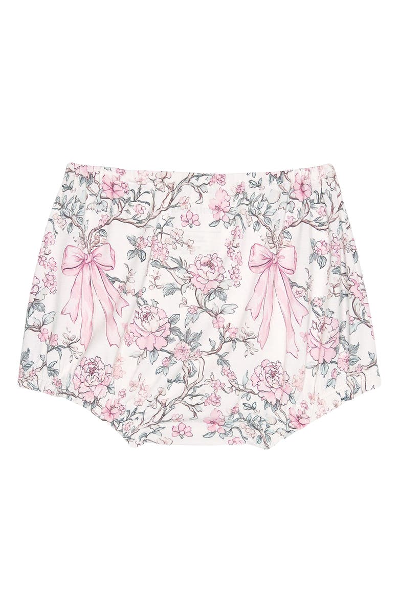 Posh Peanut Flutter Sleeve Smocked Bodice Peplum Top & Bloomers Set, Alternate, color, Light/ Pastel Pink