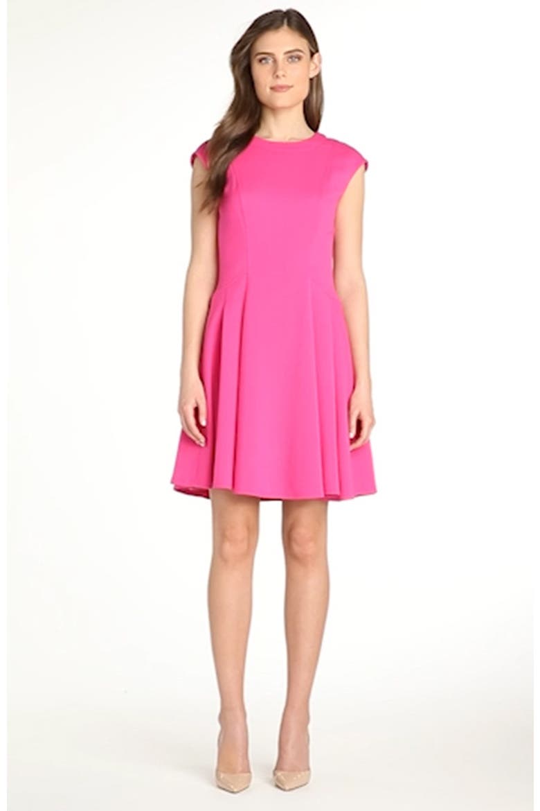 Cap Sleeve Crepe Fit & Flare Dress, Alternate, color, PINK