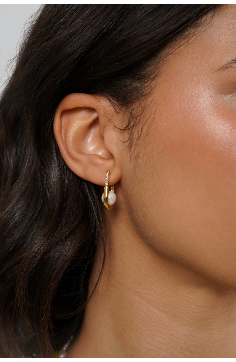 Zynnia Collective Bold Pearl Hoops, Alternate, color, Gold