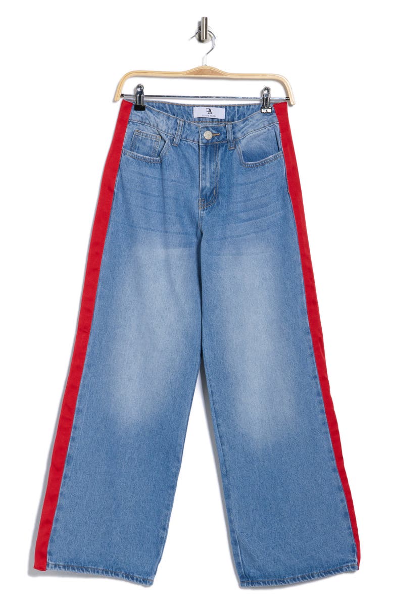 FLYING ANGEL Side Tape Wide Leg Jeans, Alternate, color,