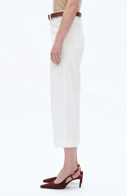 Bayeas High Waist Crop Relaxed Straight Leg Utility Jeans In White