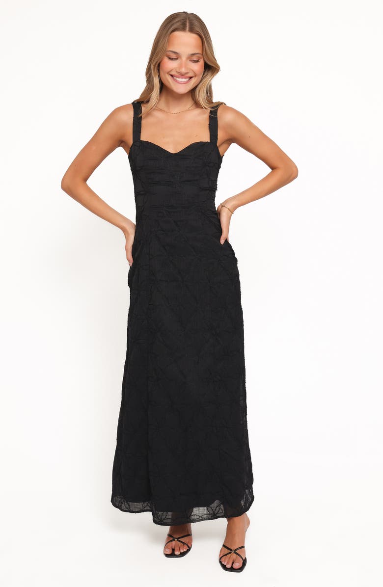 Petal & Pup Beryl Floral Embroidered Maxi Sundress, Alternate, color, Black