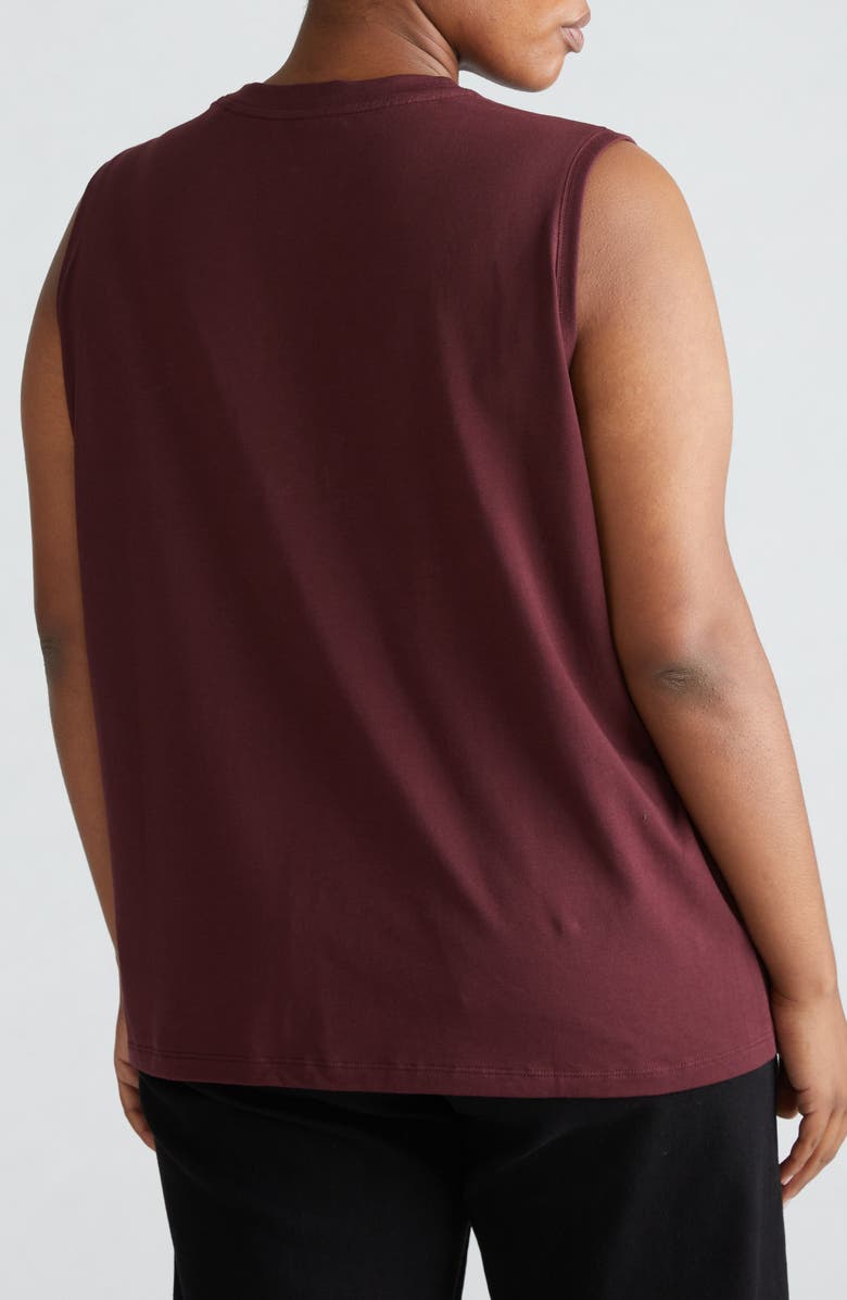 Universal Standard Patti Cotton Muscle Tank, Alternate, color, Black Cherry