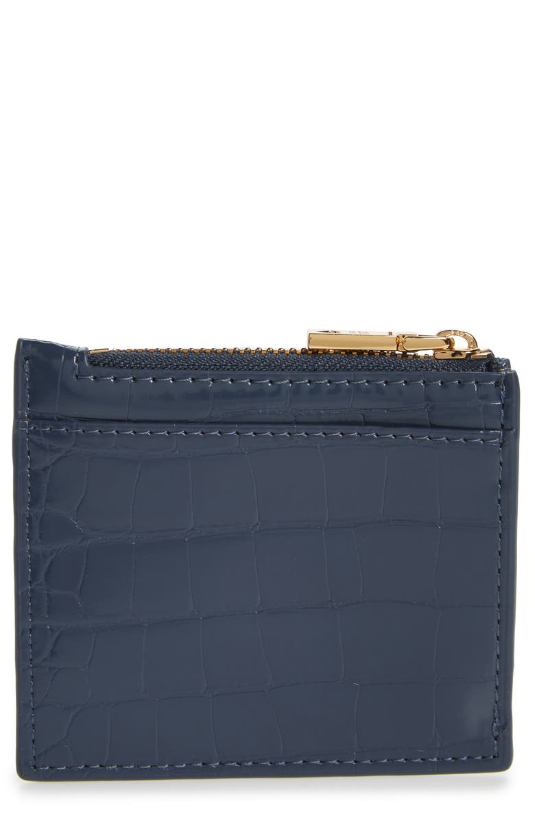 Love Moschino Croc Embossed Faux Leather Zip Card Wallet, Alternate, color,