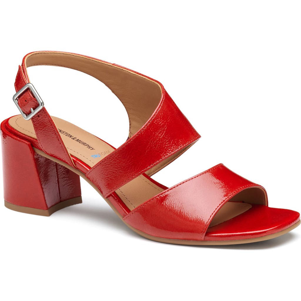 Johnston & Murphy Everly Asymmetric Slingback Sandal In Red Italian Crinkled