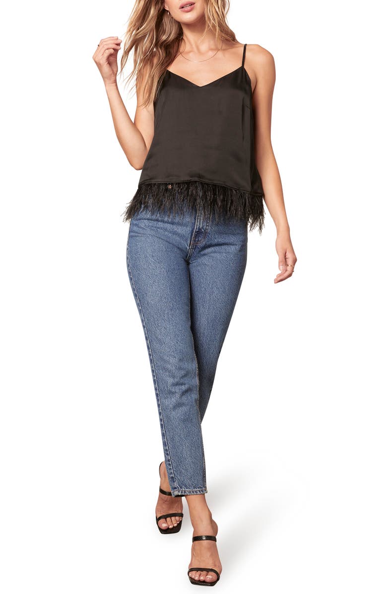 BB Dakota by Steve Madden Feather Report Satin Camisole, Alternate, color, 