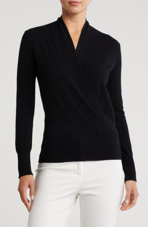Cashmere Faux Wrap Sweater