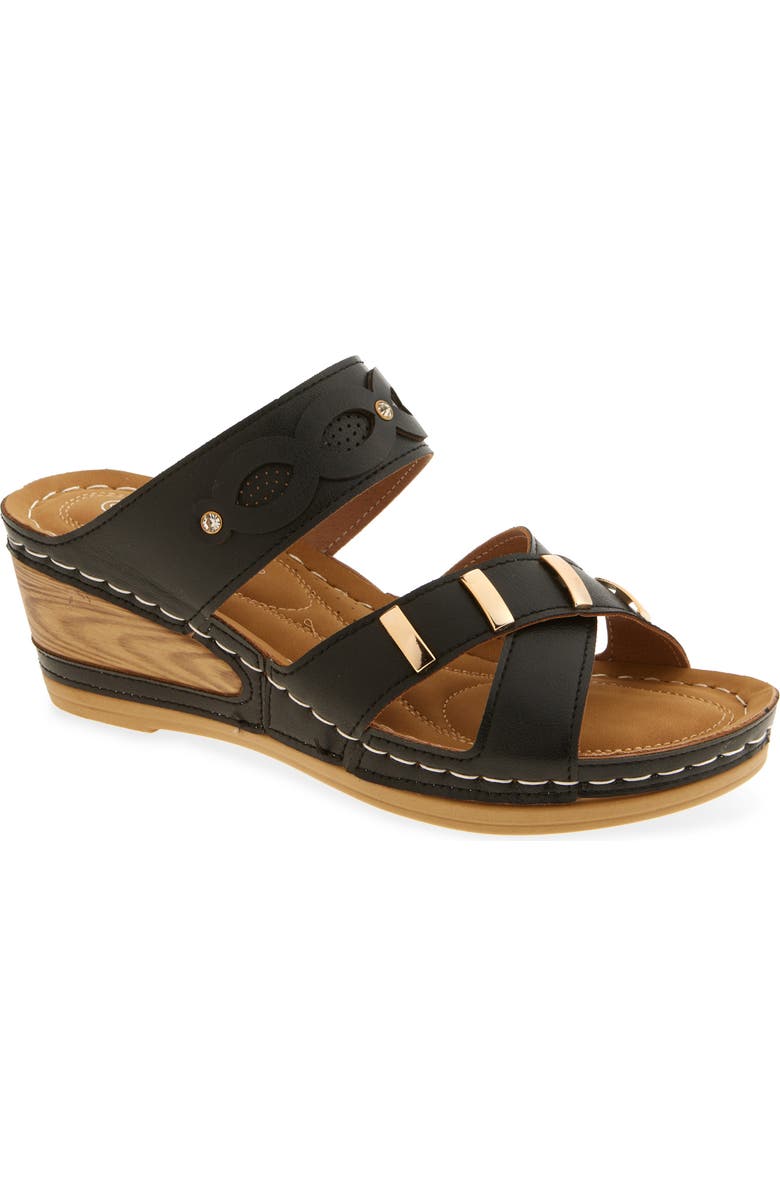 EXTREME BY EDDIE MARC Buckle Wedge Slide Sandal, Main, color,