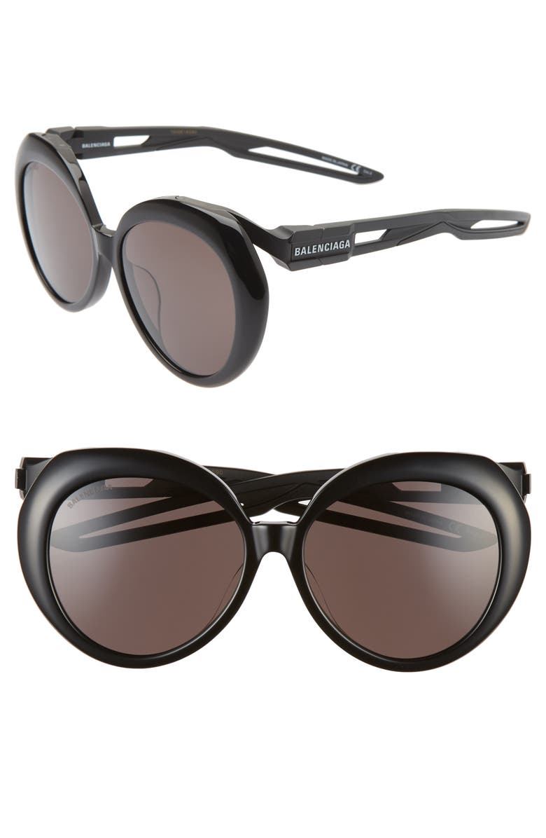 Balenciaga 56mm Round Sunglasses, Main, color, 
