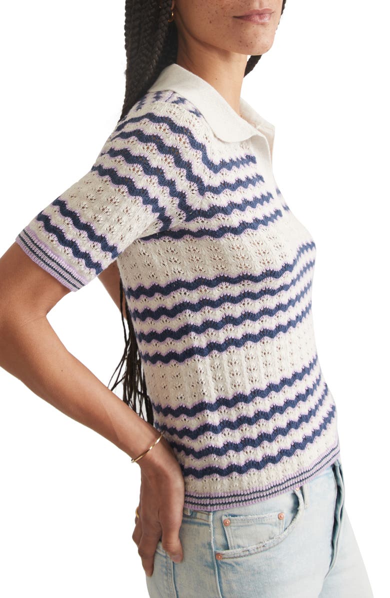 Marine Layer Spencer Pointelle Stitch Short Sleeve Polo Sweater, Alternate, color,