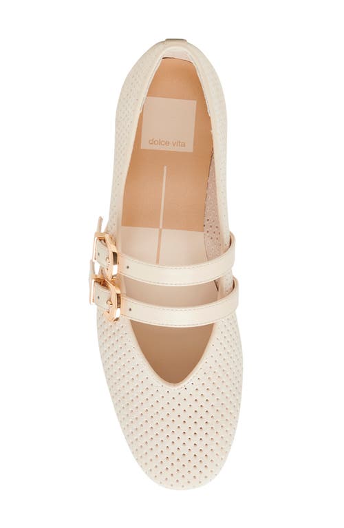 Dolce Vita Baylee Mary Jane Flat In Bone Perforated Suede