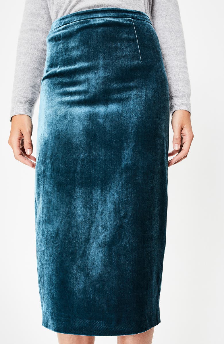 Boden Lorna Velvet Pencil Skirt, Alternate, color, Drummer Blue