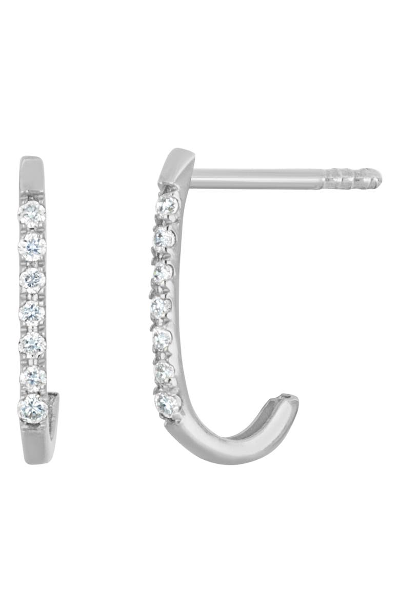 Bony Levy Diamond J-Hoop Earrings, Main, color, 18K White Gold