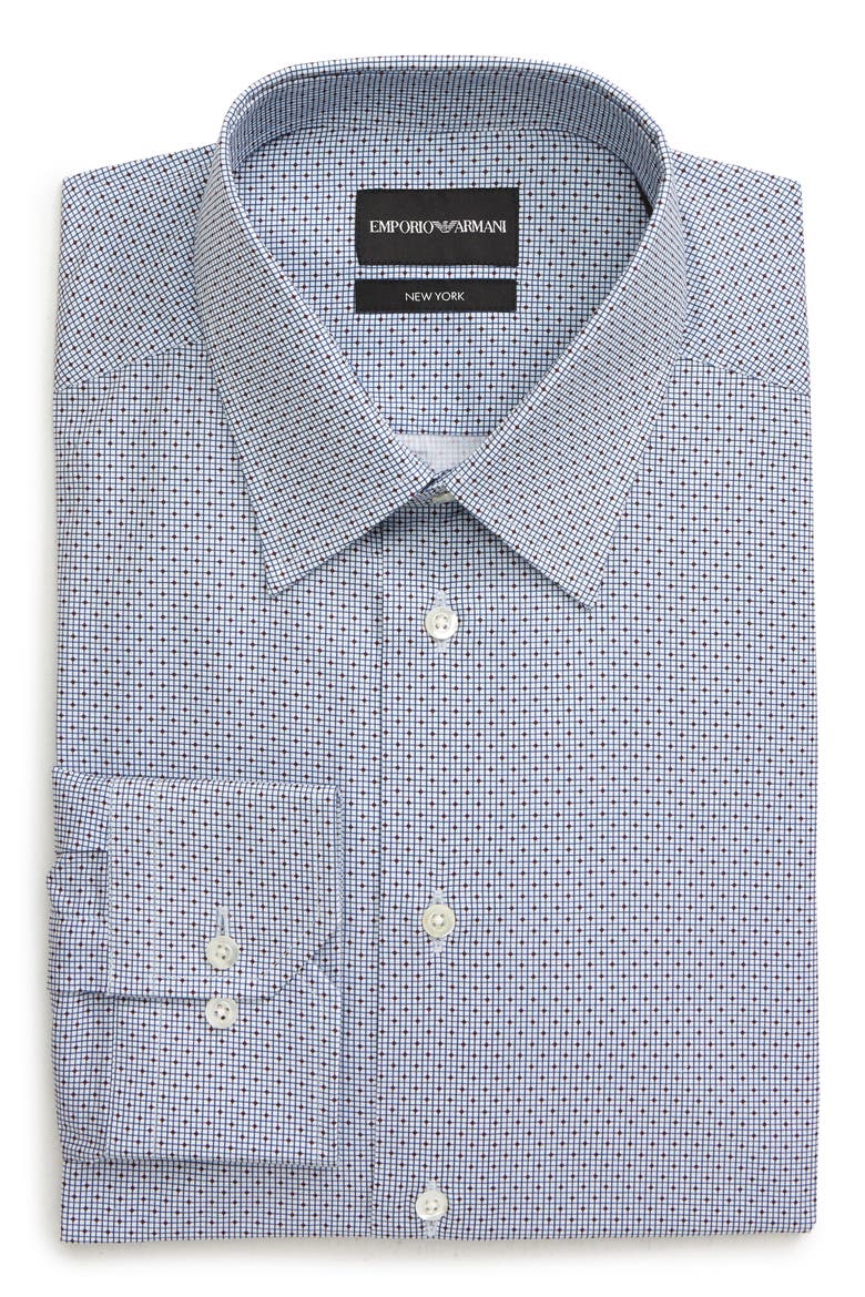 Trim Fit Diamond Dress Shirt, Main, color, WHITE