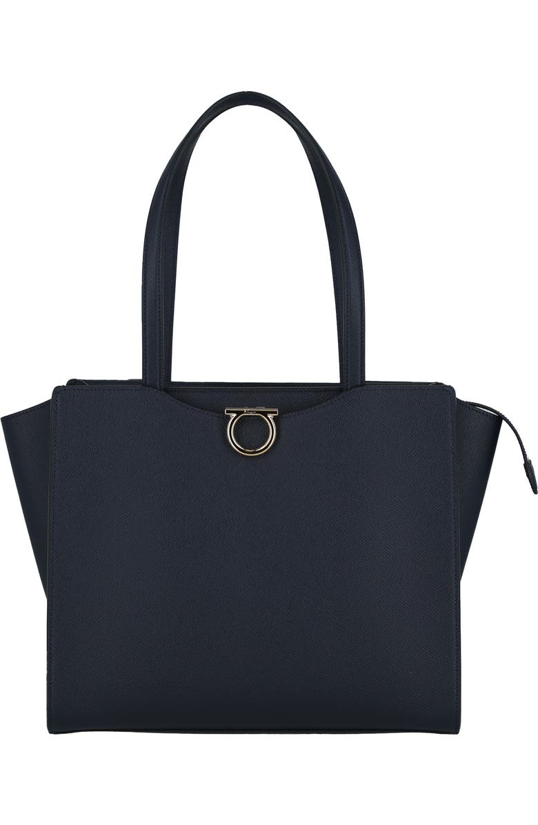 FERRAGAMO Gemini Pebbled Leather Tote, Main, color,