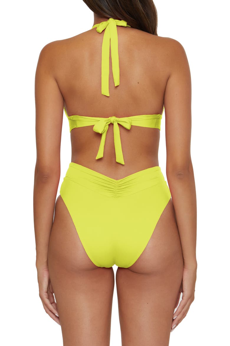 Shirred V-Wire Halter Bikini Top, Alternate, color, ZESTY