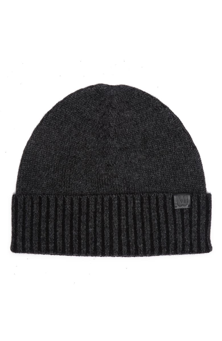 Bruno Magli Marled Ribbed Cuff Cashmere Beanie, Main, color, Black/Char