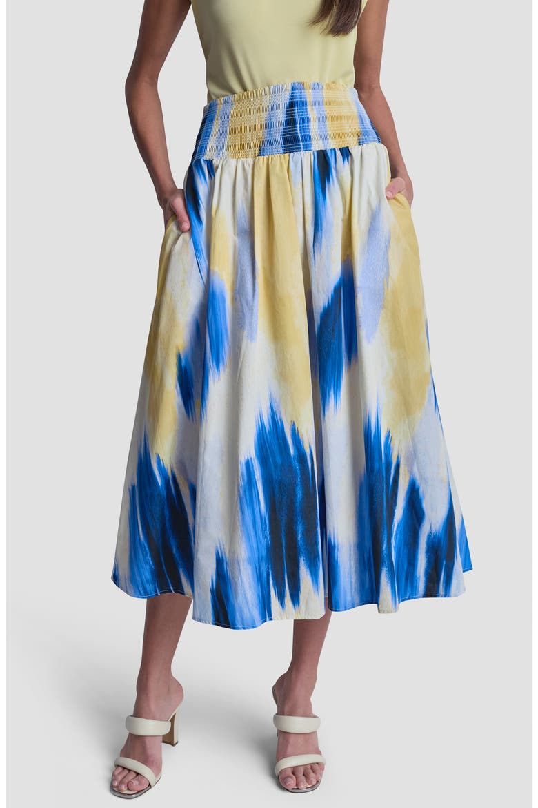Abstract Print Poplin Midi Skirt, Main, color, SUNLIT SHORELINE