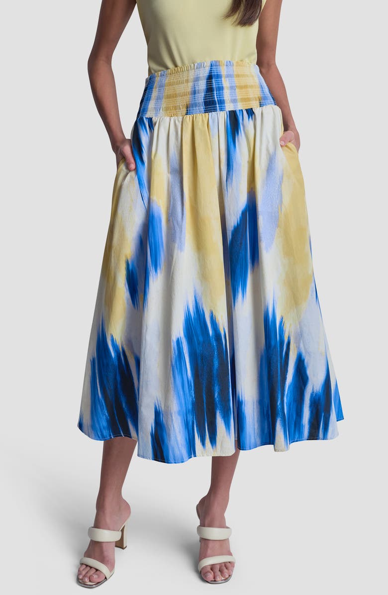 DKNY Abstract Print Poplin Midi Skirt, Main, color, Sunlit Shoreline