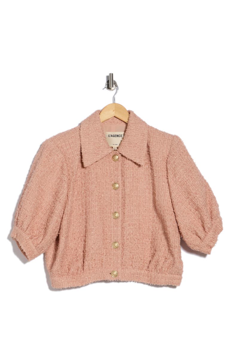 L'AGENCE Cove Crop Shirt Jacket, Main, color, Dusty Pink