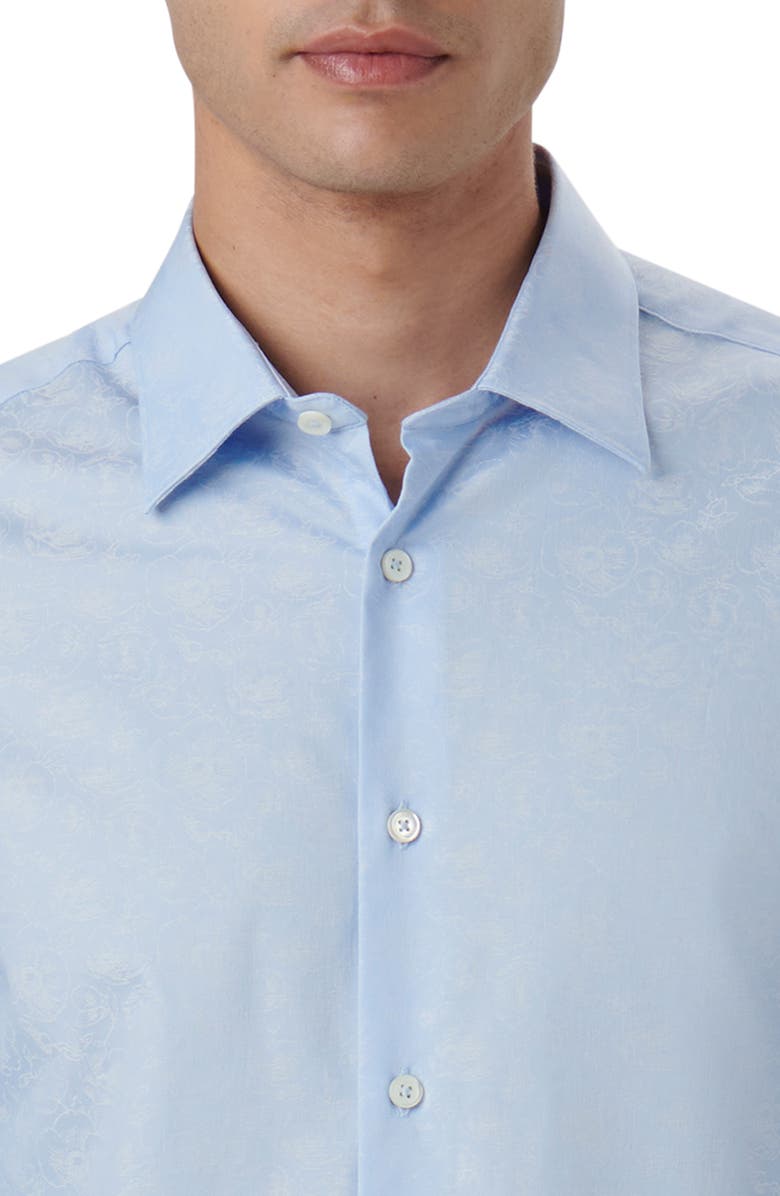 Bugatchi Julian Shaped Fit Print Button-Up Shirt, Alternate, color, Air-Blue
