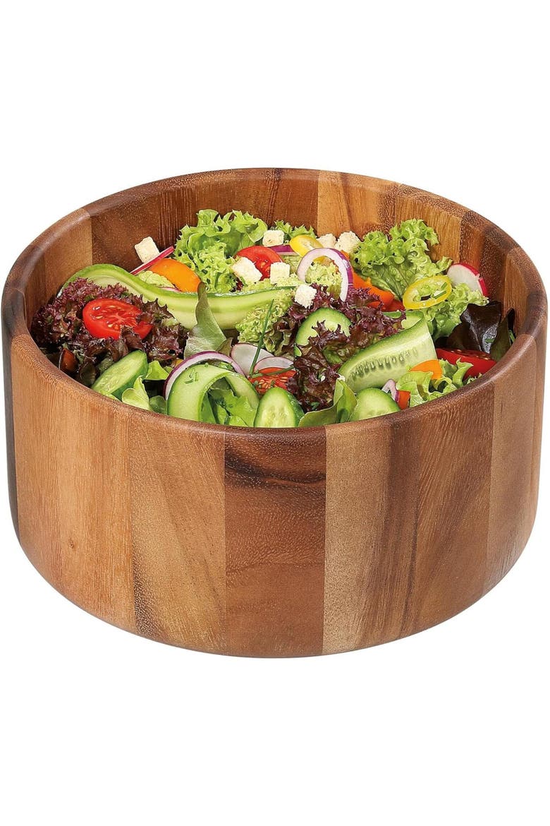 Acacia Wood Salad Serving Bowl, Medium, Alternate, color, Brown